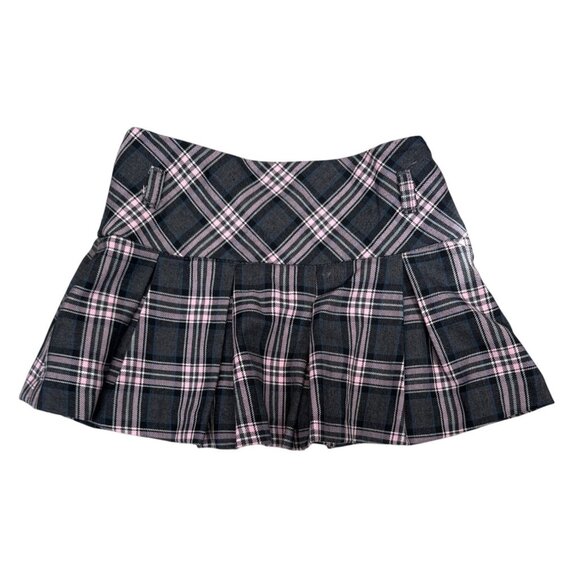 Girls Plaid Pleated Skirt With Pink & Blue Accents - Picture 1 of 7
